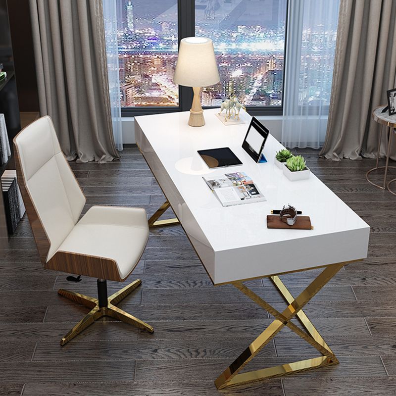 Kunstmatige houten bureau rechthoekig met metalen benen Office Desk Glam