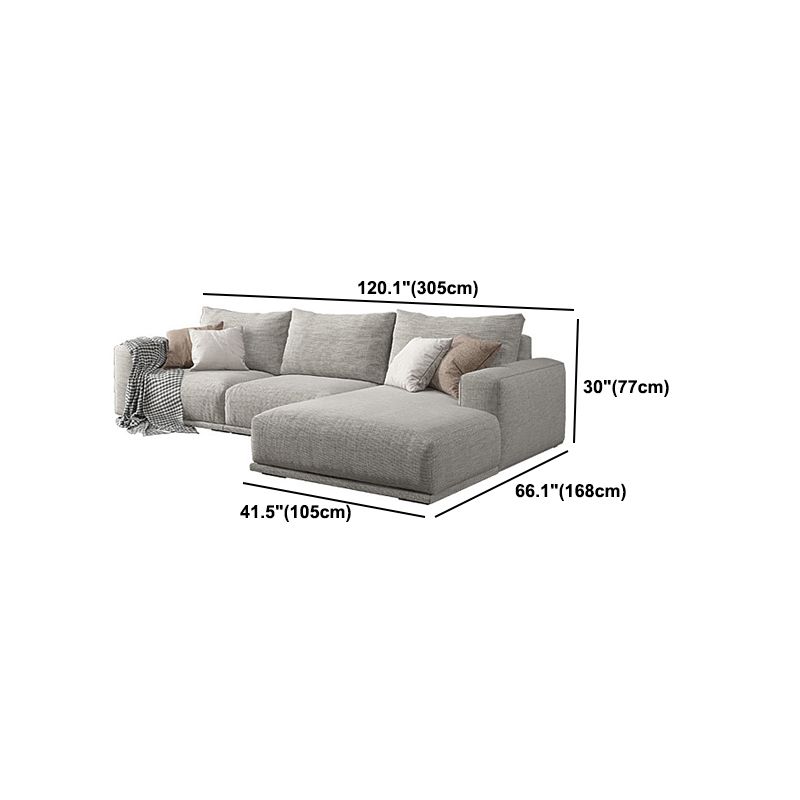 Nordic Stationary Living Room Seating Square Arm Pillows Sofa Chaise
