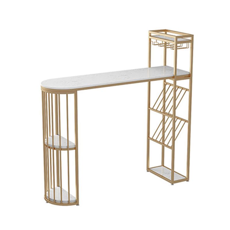 Tavolo da pranzo a barre di pietra rettangolo tradizionale tavolo da bar di lusso con base in slitta in oro