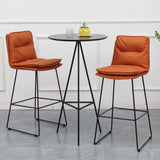 Modern Coffee Shop Footrest Stool Matte Finish Leather Barstool