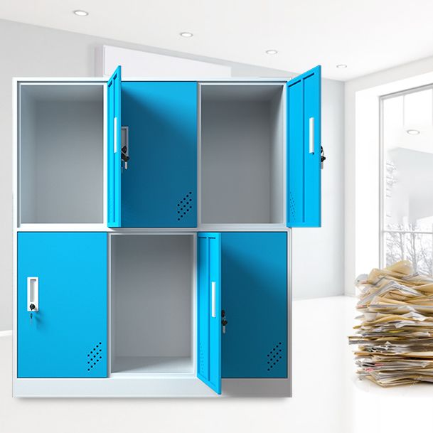 Matte Finish Steel Storage Cabinet with Hinged Doors Contemporary Non-Hanging Armoire Clearhalo 'Armoires & Wardrobes' 'armoires_wardrobes' 'Bedroom Furniture' 'furn' 'furn_armoires_wardrobes' 'Furniture' 1200x1200_9c118918-6bce-4410-a180-a63e24013c62