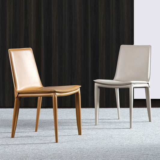 Contemporary Design Leather Chair Set Solid Back Side Dining Chairs (Set of 2) Clearhalo ' kitchen&dining_furn' 'Dining Chairs' 'Dining Tables & Seating' 'dining_chair' 'furn' 'furn_dining_chair' 'Furniture' 'furniture_dining_chair' 'Kitchen & Dining Furniture' 'kitchen' 1200x1200_9c11d61a-695c-4407-b7d5-e43d3e4d6011