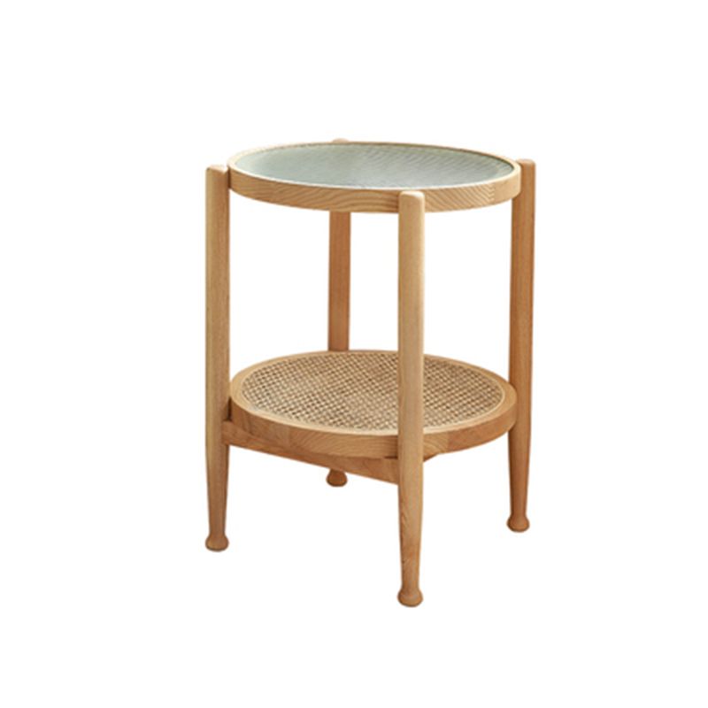 Modern Wood 4 Legs 1 Coffee Table with Shelf Round Glass Table Clearhalo 'Coffee & Accent Tables' 'Coffee Tables' 'coffee_tables' 'furn' 'furn_coffee_tables' 'Furniture' 'furniture_coffee_tables' 'Living Room Furniture' 1200x1200_9c11e7ca-f436-4893-9a19-021196d79892