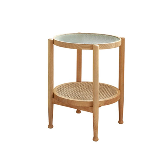 Modern Wood 4 Legs 1 Coffee Table with Shelf Round Glass Table Clearhalo 'Coffee & Accent Tables' 'Coffee Tables' 'coffee_tables' 'furn' 'furn_coffee_tables' 'Furniture' 'furniture_coffee_tables' 'Living Room Furniture' 1200x1200_9c11e7ca-f436-4893-9a19-021196d79892