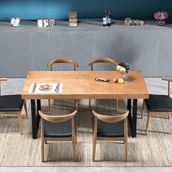 Industrial 1/2/5/7 Pieces Rectangle Dining Set Solid Wood Dining Table with Chairs Clearhalo 'Dining Room Sets' 'Dining Tables & Seating' 'dining_room_set' 'furn' 'furn_dining_room_set' 'Furniture' 'furniture_dining_room_set' 'Kitchen & Dining Furniture' 'kitchen&dining_furn' 'kitchen' 1200x1200_9c121662-3739-438a-8319-c340022efe3b