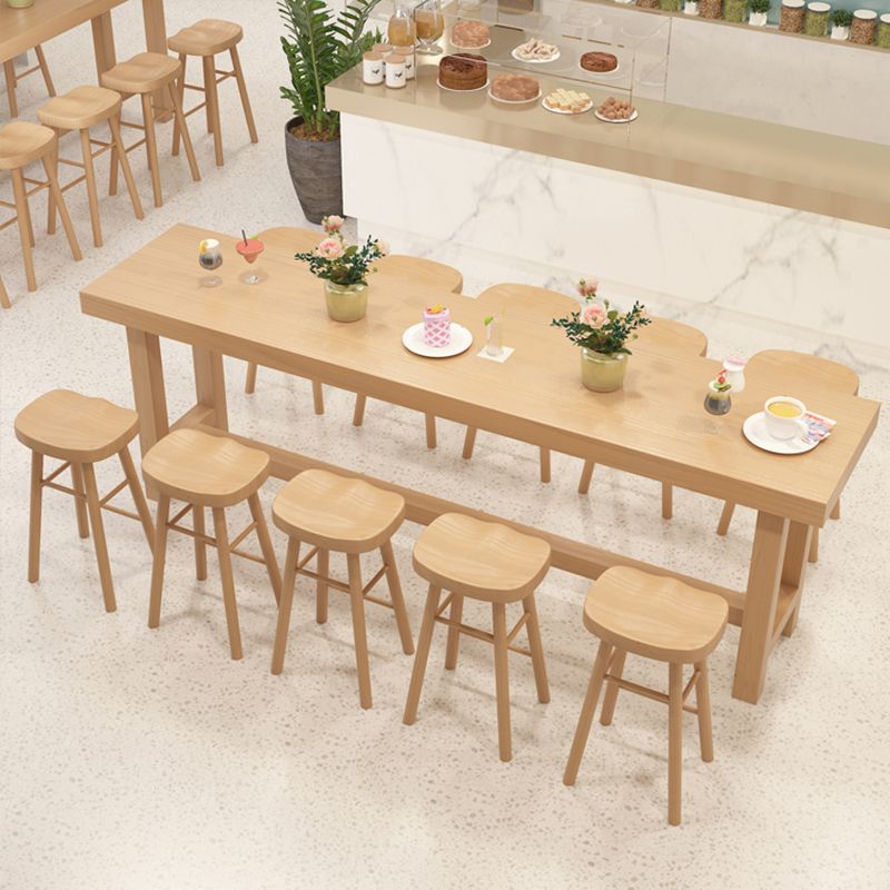 Contemporary Solid Wood Bar Dining Table Trestle Base Bar Table in Natural Clearhalo 'Bar Furniture' 'Bar Tables' 'bar_tables' 'furn' 'furn_bar_tables' 'Furniture' 'Kitchen & Dining Furniture' 1200x1200_9c17dde7-d302-4651-9b12-f1620b66af45
