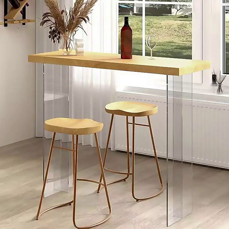 Solid Wood Acrylic Base Double Pedestal Bar Table for Kitchen Dining Room Clearhalo 'Bar Furniture' 'Bar Tables' 'bar_tables' 'furn' 'furn_bar_tables' 'Furniture' 'Kitchen & Dining Furniture' 1200x1200_9c17faf4-f1ca-4945-9766-026be4357171
