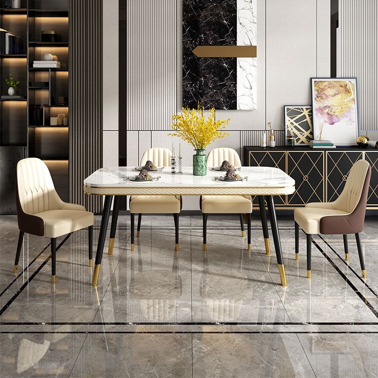 Luxury 1/2/5/7 Pieces Rectangle Dining Set Marble Dining Table with Leather Chairs Clearhalo 'Dining Room Sets' 'Dining Tables & Seating' 'dining_room_set' 'furn' 'furn_dining_room_set' 'Furniture' 'furniture_dining_room_set' 'Kitchen & Dining Furniture' 'kitchen&dining_furn' 'kitchen' 1200x1200_9c1b26d8-2ef0-42cc-92b4-615a89c6691d