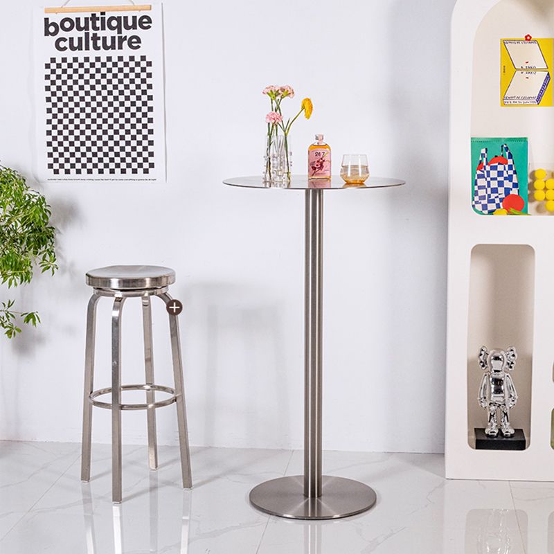 Industrial Metal Bar Dining Table Round Bistro Bar Table with Pedestal Clearhalo 'Bar Furniture' 'Bar Tables' 'bar_tables' 'furn' 'furn_bar_tables' 'Furniture' 'Kitchen & Dining Furniture' 1200x1200_9c1bdaf5-a855-4f9a-8006-5928dcf7b947