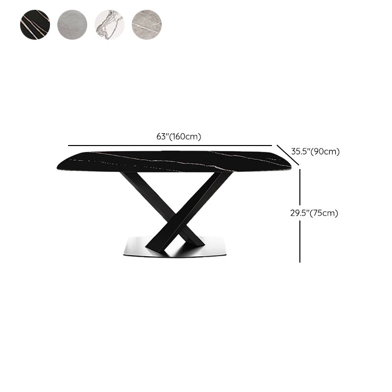 Industrial Style Rectangle Dining Table Sintered Stone Table with Metal Leg for Home Clearhalo 'Dining Tables & Seating' 'Dining Tables' 'dining_table' 'furn' 'furn_dining_table' 'Furniture' 'Kitchen & Dining Furniture' 1200x1200_9c1d140d-9c14-476d-beff-14fcc544f954