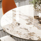 Luxury White Stone Top Dining Room Table with 4 Grey Oak Legs