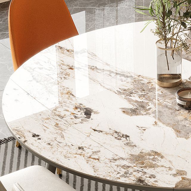 Luxury White Stone Top Dining Room Table with 4 Grey Oak Legs