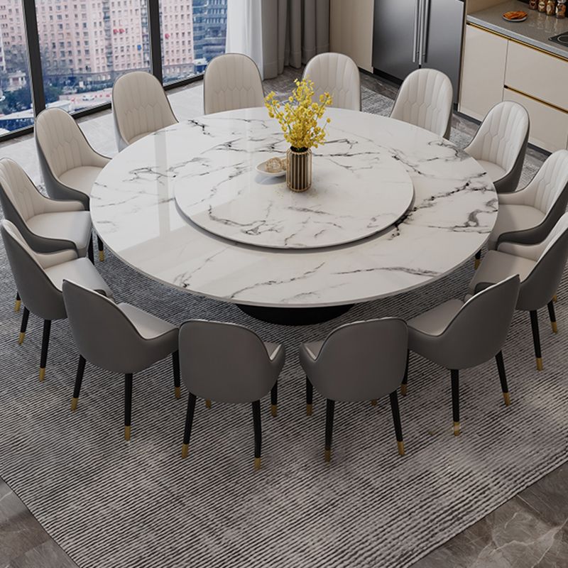 White-black Stone Round Table Turntable Home Furniture with Pedestal Base Clearhalo 'Dining Tables & Seating' 'Dining Tables' 'dining_table' 'furn' 'furn_dining_table' 'Furniture' 'Kitchen & Dining Furniture' 1200x1200_9c1e0a5d-aab3-4874-b4b0-46e4881f03da