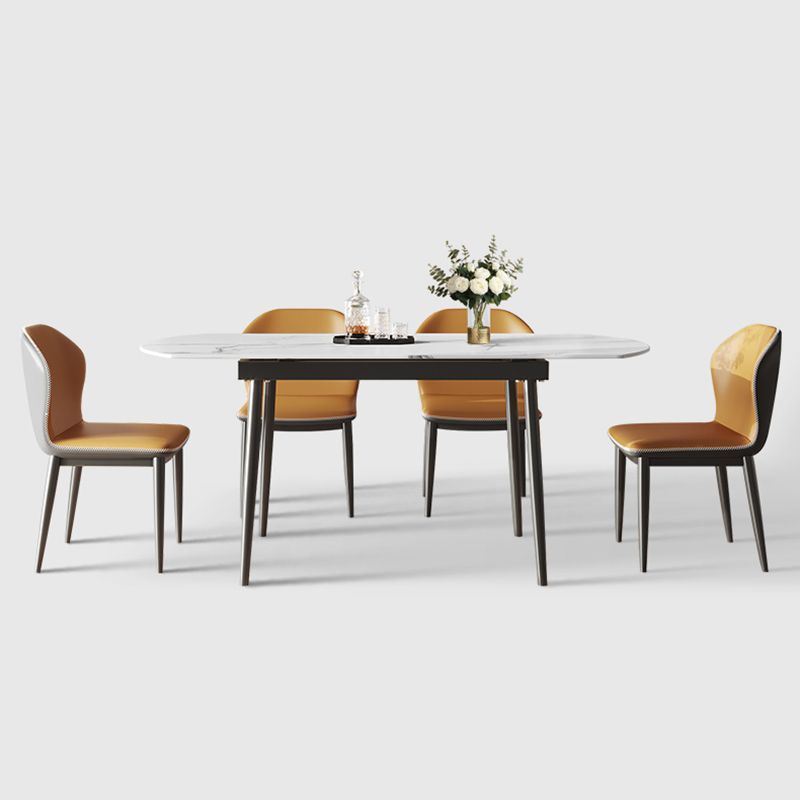 29.13''H Contemporary Round Dining Table Sintered Stone Table with 4 Black Metal Legs Clearhalo ' dining_table' 'Dining Tables & Seating' 'Dining Tables' 'furn' 'furn_dining_table' 'Furniture' 'furniture_dining_table' 'Kitchen & Dining Furniture' 'kitchen&dining_furn' 'kitchen' 'kitchen_dining_table' 1200x1200_9c1ed23f-c1eb-461c-8b7a-6a865d6b44e4