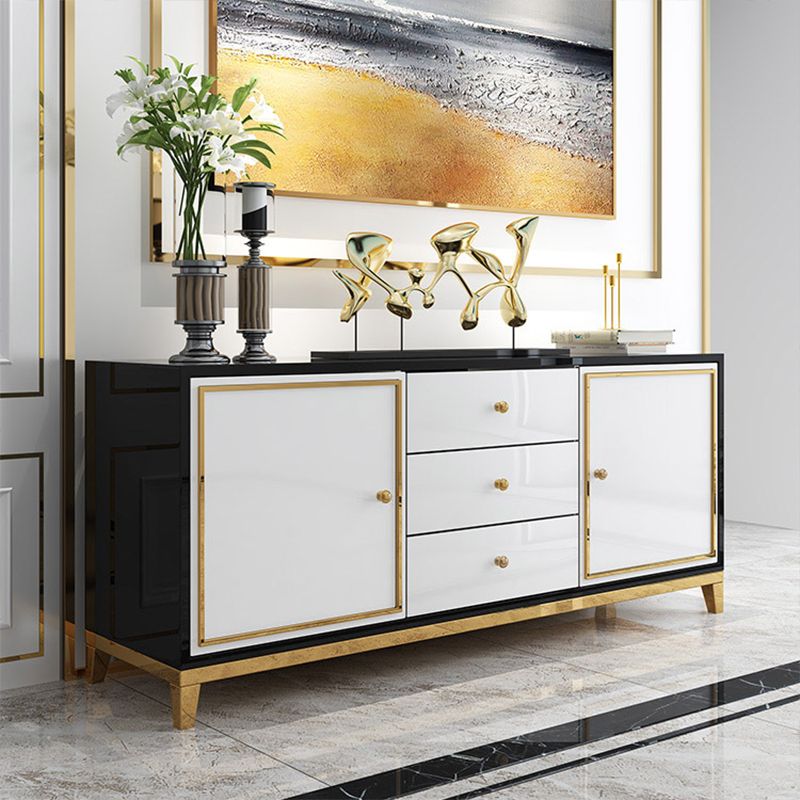 Glam Sideboard Buffet 3 cassetti e 2 mobili porte Sideboard specchio