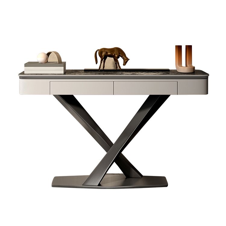 Glam Rectangle Accent Table Stone Sofa Console Table for Hall Clearhalo 'Console Tables' 'console_tables' 'Entry & Mudroom Furniture' 'furn' 'furn_console_tables' 'Furniture' 1200x1200_9c231b94-4bd1-4324-a92b-3f95c05c5738