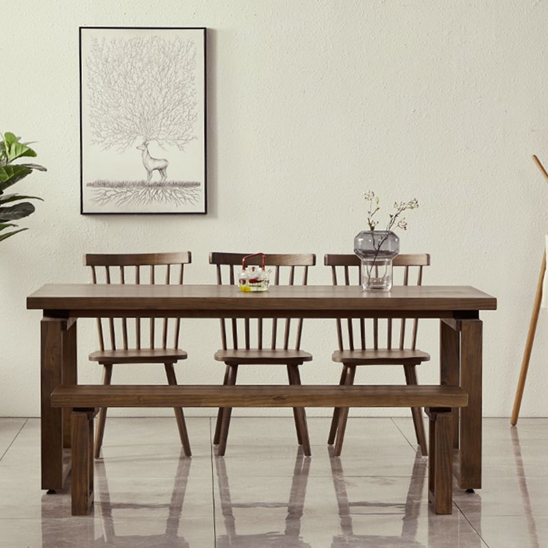 Modern 1/2/3/5 Pieces Dining Set Rectangle Double Pedestal Dinette Set in Natural Clearhalo 'Dining Room Sets' 'Dining Tables & Seating' 'dining_room_set' 'furn' 'furn_dining_room_set' 'Furniture' 'Kitchen & Dining Furniture' 1200x1200_9c27f24a-dfac-4b9a-b110-fce2e3fd05a0