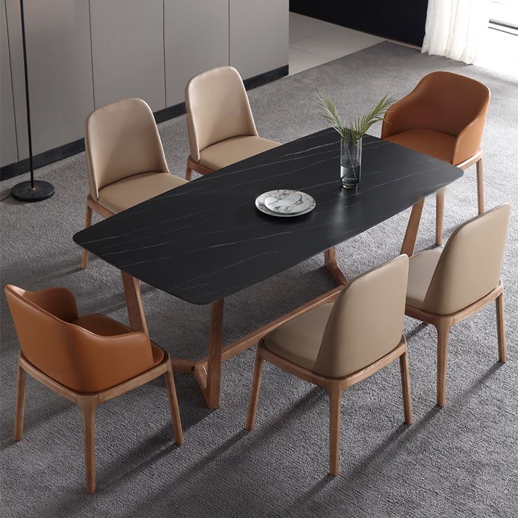 Sintered Stone Black Dining Table Simplicity Trestle Base Table for Dining Room Clearhalo ' dining_table' 'Dining Tables & Seating' 'Dining Tables' 'furn' 'furn_dining_table' 'Furniture' 'furniture_dining_table' 'Kitchen & Dining Furniture' 'kitchen&dining_furn' 'kitchen' 'kitchen_dining_table' 1200x1200_9c285598-6478-49fa-95f1-d4e19eb8fdd9