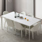 Modern White Rectangle Shape Dining Table Sintered Stone Kitchen Dining Table with 4 Legs Base Clearhalo ' dining_table' 'Dining Tables & Seating' 'Dining Tables' 'Furniture' 'furniture_dining_table' 'Kitchen & Dining Furniture' 'kitchen&dining_furn' 'kitchen' 'kitchen_dining_table' 1200x1200_9c2acdab-55d5-4bb4-8145-b46d46604005