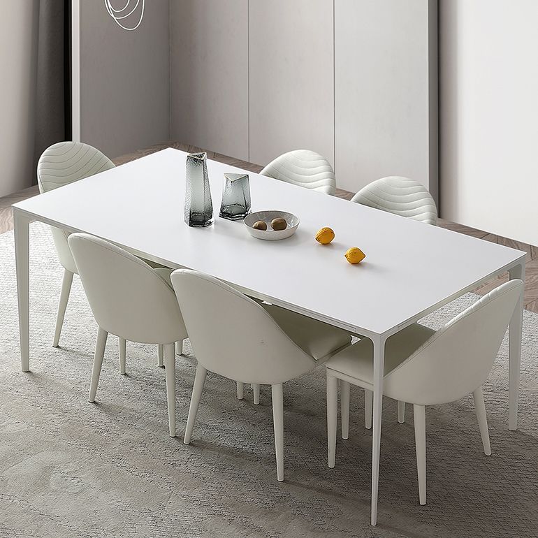 Modern White Rectangle Shape Dining Table Sintered Stone Kitchen Dining Table with 4 Legs Base Clearhalo ' dining_table' 'Dining Tables & Seating' 'Dining Tables' 'Furniture' 'furniture_dining_table' 'Kitchen & Dining Furniture' 'kitchen&dining_furn' 'kitchen' 'kitchen_dining_table' 1200x1200_9c2acdab-55d5-4bb4-8145-b46d46604005
