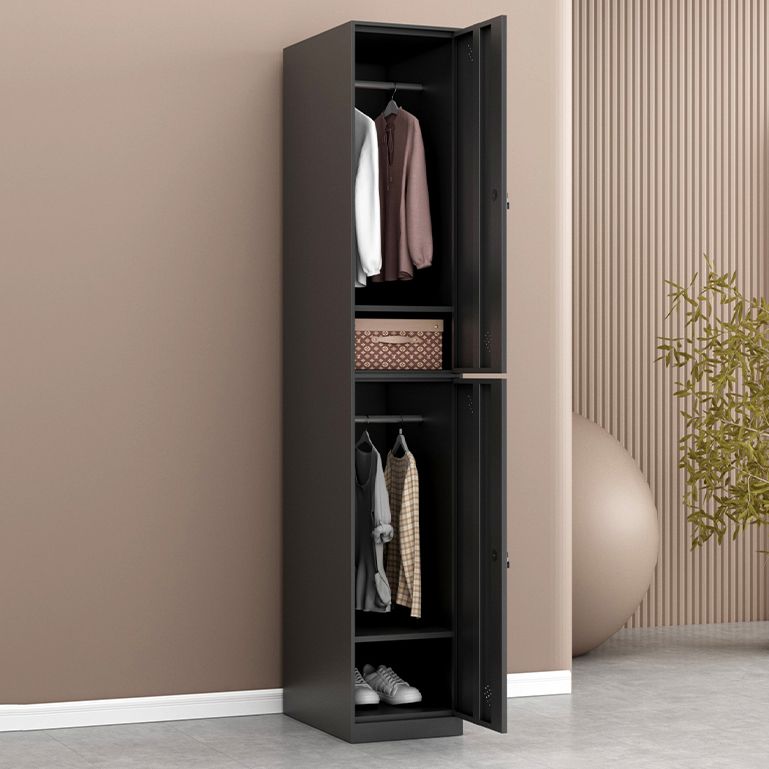 Metal Industrial Cabinet with Hinged Door Black Steel Storage Cabinet for Home Clearhalo 'Armoires & Wardrobes' 'armoires_wardrobes' 'Bedroom Furniture' 'furn' 'furn_armoires_wardrobes' 'Furniture' 1200x1200_9c2b7ea7-c1d7-4b75-95d0-a8c146e6bea5