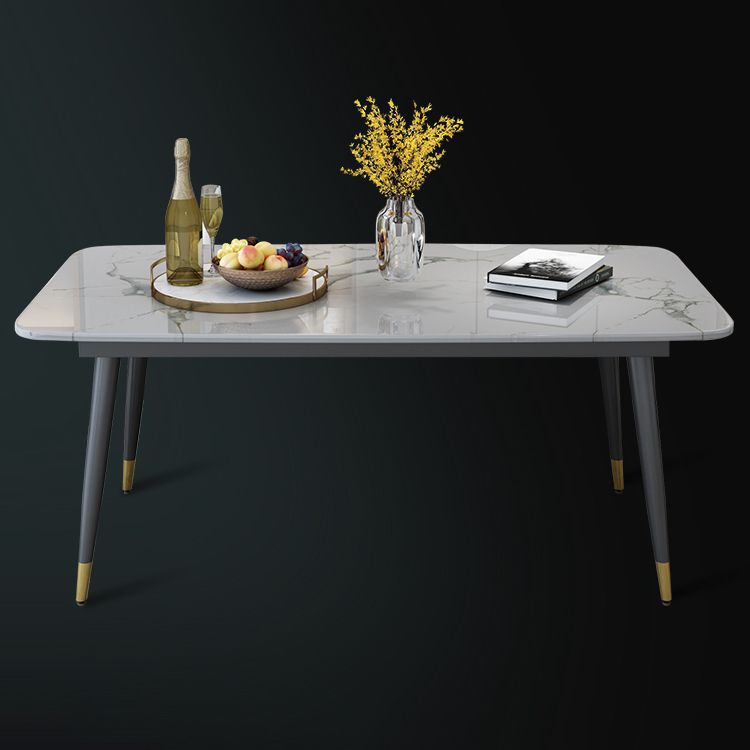 Scandinavian Style Gray Slate Dining Table Rectangular Formal Dinette Set with Metal Base Clearhalo 'Dining Room Sets' 'Dining Tables & Seating' 'dining_room_set' 'furn' 'furn_dining_room_set' 'Furniture' 'furniture_dining_room_set' 'Kitchen & Dining Furniture' 'kitchen&dining_furn' 'kitchen' 1200x1200_9c2c7366-a16a-43d7-ab67-4b1b75edd633