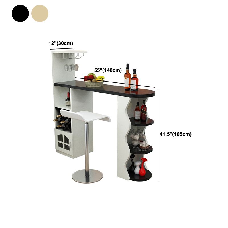 Industrial Pub Table Bar Height Specialty Bar Table with Wine Rack