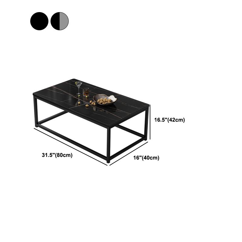 16.5 "H Moderne rechthoekige houten salontafel stalen frame accenttafel