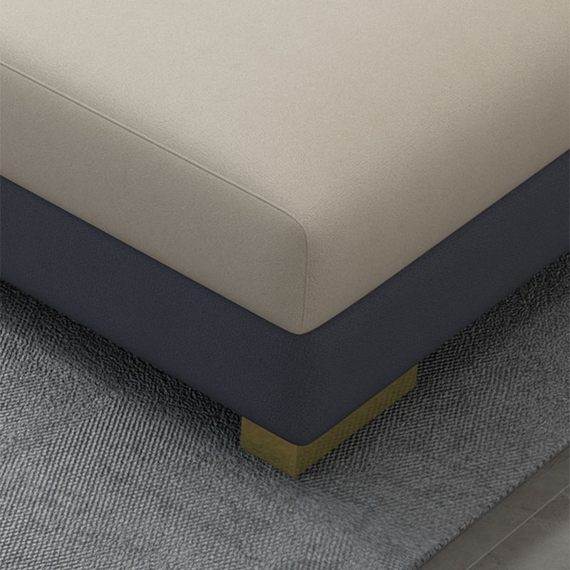 Faux Leather Square Arm Sofa Glam Grey and Beige Sofa Chaise Clearhalo 'furn' 'furn_sectionals' 'Furniture' 'Living Room Furniture' 'Sectionals' 1200x1200_9c2eec9a-5b7f-4248-813b-2fab5b349b60