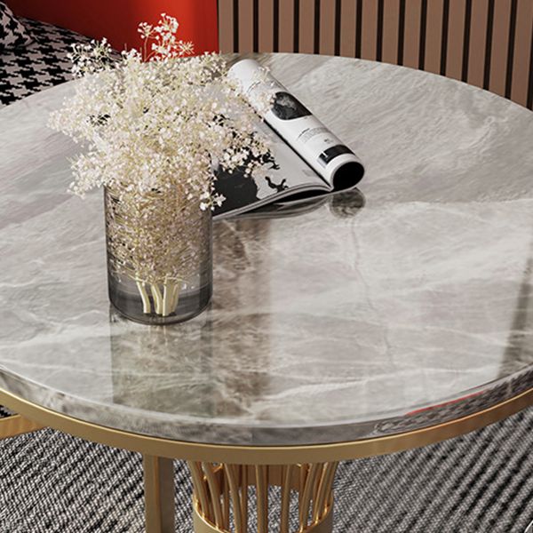 Modern Round Dining Table for Kitchen Glossy Grey Dinette Table with Metal Base Clearhalo 'Dining Tables & Seating' 'Dining Tables' 'dining_table' 'furn' 'furn_dining_table' 'Furniture' 'Kitchen & Dining Furniture' 1200x1200_9c2f4953-ea84-4b30-8c43-ecc217825786