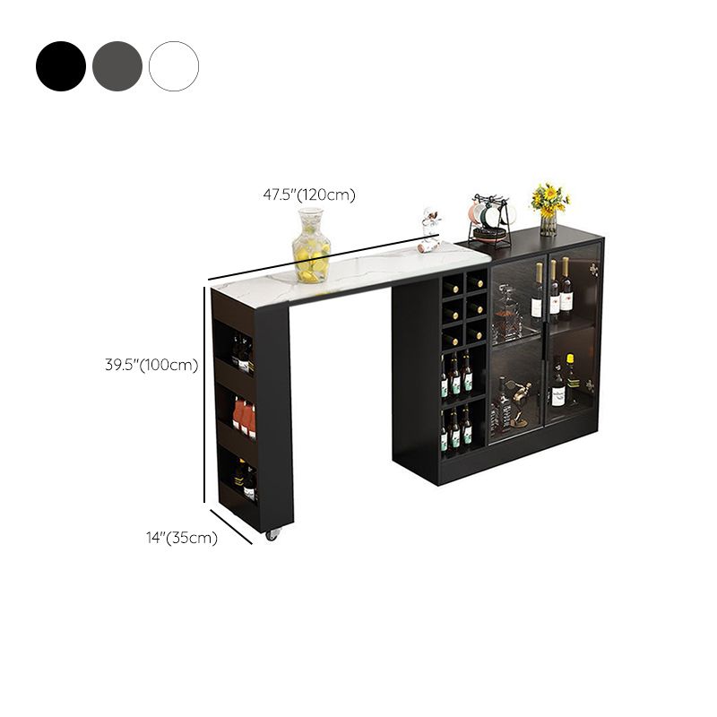 Contemporary Storage Base Bar Dining Table Stone Top Table with Wine Storages Clearhalo 'Bar Furniture' 'Bar Tables' 'bar_tables' 'furn' 'furn_bar_tables' 'Furniture' 'Kitchen & Dining Furniture' 1200x1200_9c308196-7eee-4572-8ccf-54af6b383a82