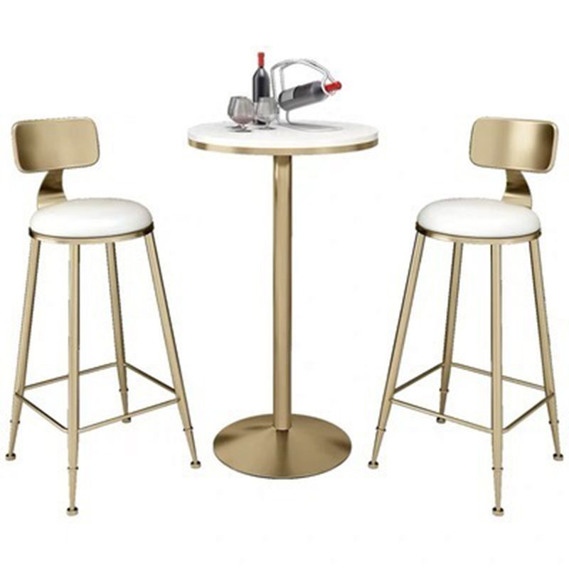 Glam 1/3/5 Pieces Bar Table Set Round Stone Counter Table with High Stools Clearhalo 'Bar Furniture' 'furn' 'furn_home_bar_bar_sets' 'Furniture' 'Home Bars & Bar Sets' 'home_bar_bar_sets' 'Kitchen & Dining Furniture' 1200x1200_9c3155f9-6c11-4725-b06e-ac4338cca666