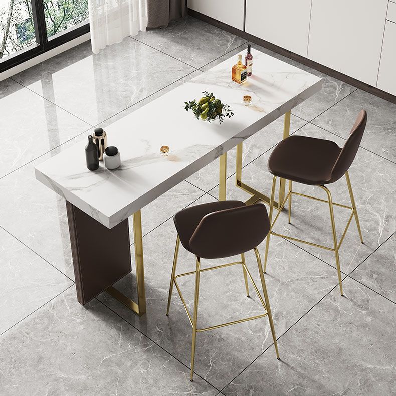 Glam Rectangular Pub Table Set 1/2/3 Pcs Stone Bar Table and Leather Bar Stools Clearhalo 'Bar Furniture' 'furn' 'furn_home_bar_bar_sets' 'Furniture' 'Home Bars & Bar Sets' 'home_bar_bar_sets' 'Kitchen & Dining Furniture' 1200x1200_9c316c9f-efbd-4d7f-b822-6fa3af7ddd75