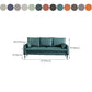 Contemporary Faux Leather Sofa with 3 Pillows Square Arm Living Room Settee