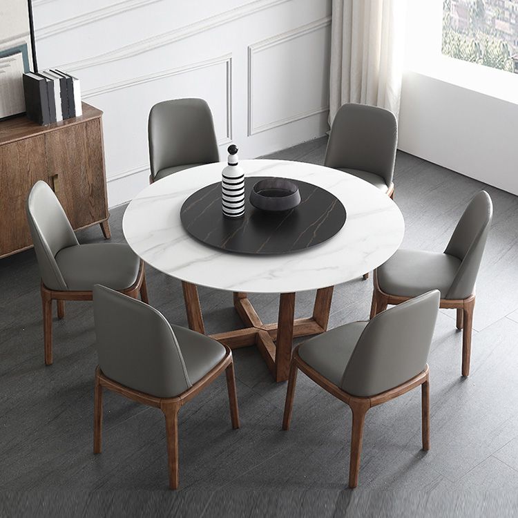 Scandinavian Armless Dining Chairs Ash Wood Frame Chair with Upholstered