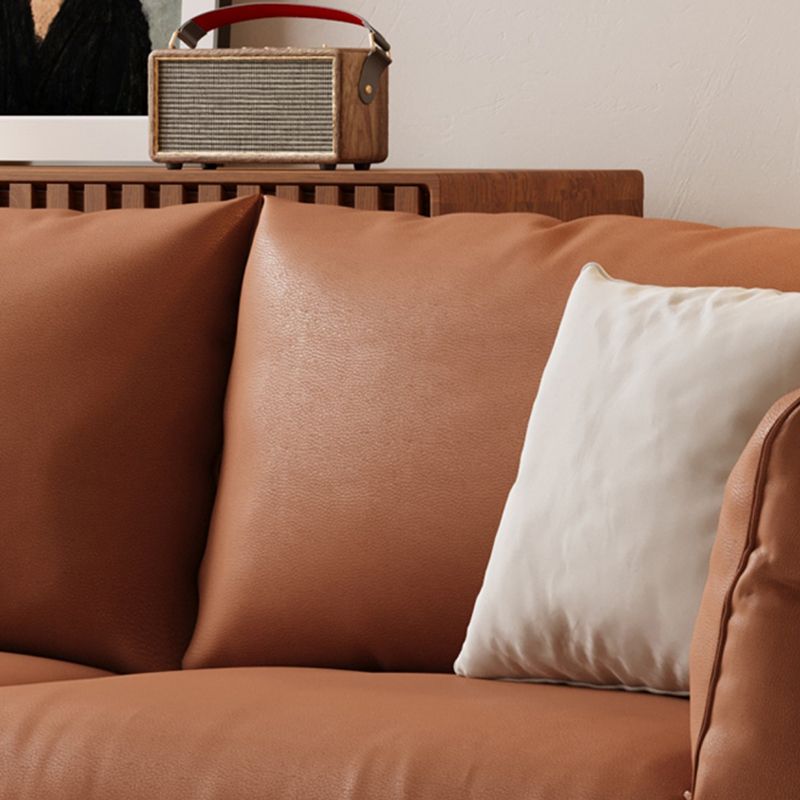 35.43" Wide Faux Leather Sofa Scandinavian Pillow Top Arm Sofa