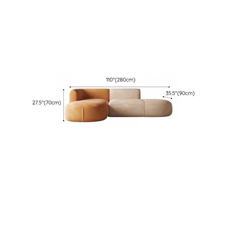 Minimalist 27.6-In H Sofa and Chaise Brown & Beige Sofa with One Side Arm Clearhalo 'furn' 'furn_sectionals' 'Furniture' 'Living Room Furniture' 'Sectionals' 1200x1200_9c391e8a-b4e0-44f8-b65c-3c8ef8f8a3ad