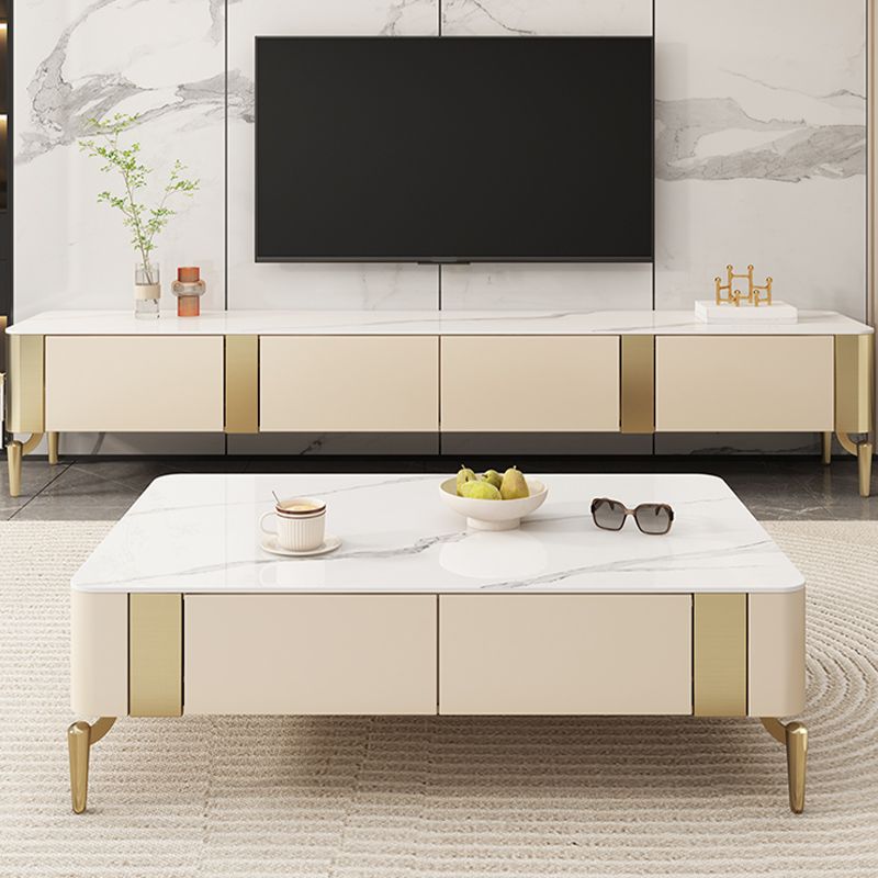 Console multimediale contemporanea Supporto multimediale per TV in pietra con cassetti