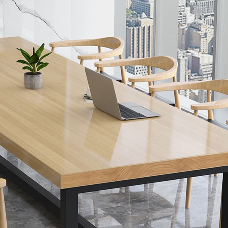 Rectangle Meeting Table Industrial Office Desk with Trestle Base Clearhalo 'furn' 'furn_office_desk' 'Furniture' 'furniture_office_desk' 'Office Desks' 'Office Furniture' 'office_desk' 1200x1200_9c3a1e89-8134-42cc-b77a-533864d69ab1