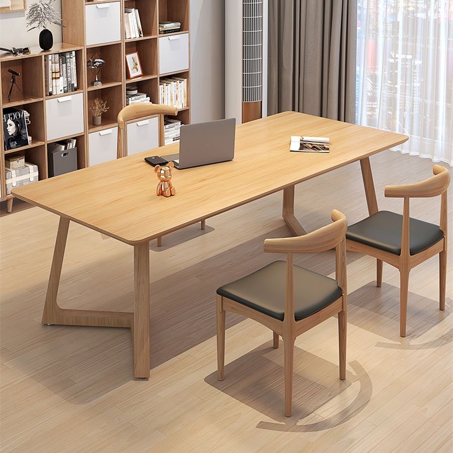 Minimalism Solid Wood Table for Restaurant Rectangle Table with Wood Pedestal Clearhalo 'Dining Tables & Seating' 'Dining Tables' 'dining_table' 'furn' 'furn_dining_table' 'Furniture' 'furniture_dining_table' 'Kitchen & Dining Furniture' 'kitchen' 'kitchen_dining_table' 1200x1200_9c3c6184-1d3e-4494-9111-c956a9c0f493