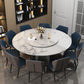 Marble Round Dining Table Contemporary Style Dining Site Table with Turntable