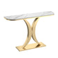 12 inch Wide Glam Accent Table Half Moon Shape Metal Console Table for Hall Clearhalo 'Console Tables' 'console_tables' 'Entry & Mudroom Furniture' 'furn' 'furn_console_tables' 'Furniture' 1200x1200_9c3ef1f2-7abd-4163-bc16-d537ef16f28f
