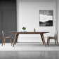Mesa de comedor rectangular industrial Mesa de piedra sinterizada con patas de madera