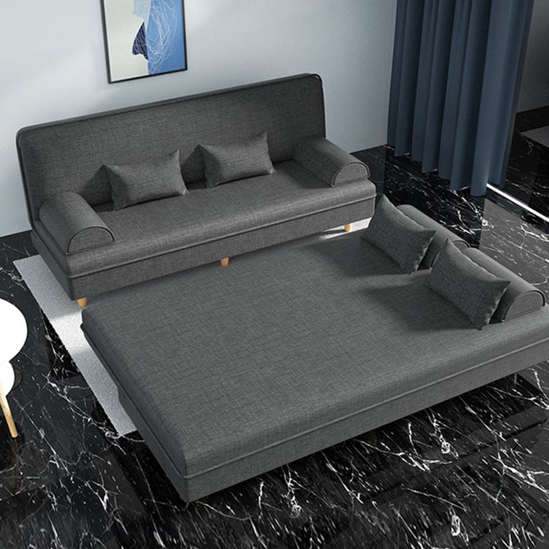 Modern Cotton-Blend/Faux Leather Convertible Sofa 33"H Armless Sofa for Living Room Clearhalo 'furn' 'furn_sofas' 'Furniture' 'furniture_sofas' 'Living Room Furniture' 'Sofa' 'sofas' 1200x1200_9c42b34a-f4a6-4156-b807-f5c2e6f5dd8d