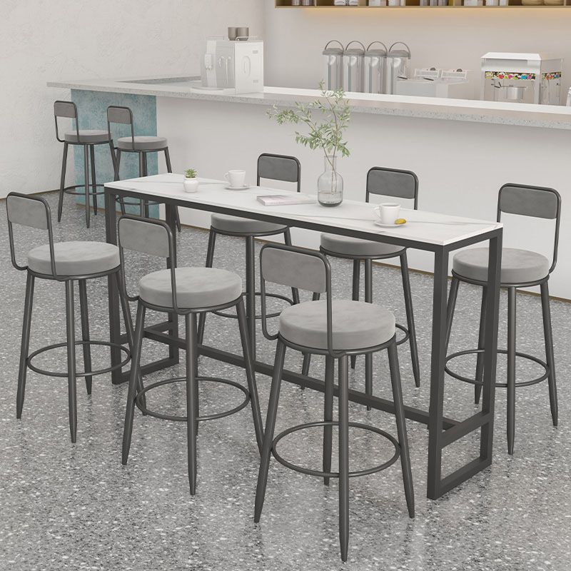 Modern 1/7 Pieces Bar Table Set Rectangle Stone Counter Table with Stools for Living Room Clearhalo 'Bar Furniture' 'furn' 'furn_home_bar_bar_sets' 'Furniture' 'Home Bars & Bar Sets' 'home_bar_bar_sets' 'Kitchen & Dining Furniture' 1200x1200_9c43a0dd-54a4-48dd-800d-191286396527