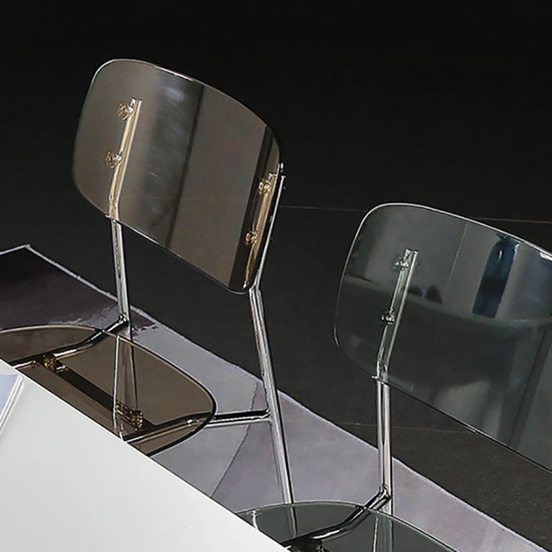 Chaise de salle à manger sans bras industrielle Plastique ouverte de dossier arrière avec base en métal