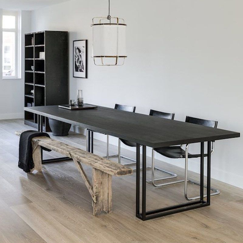 Solid Wood Top Dining Table Contemporary Dining Table with Sled Base in Black Clearhalo 'Dining Tables & Seating' 'Dining Tables' 'dining_table' 'furn' 'furn_dining_table' 'Furniture' 'furniture_dining_table' 'Kitchen & Dining Furniture' 'kitchen' 'kitchen_dining_table' 1200x1200_9c46b4c7-bab7-4109-bee0-59524b85e361
