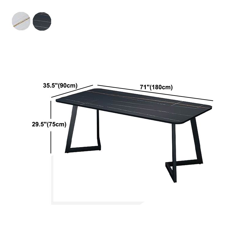 Rectangle Black Base Dining Room Kitchen Table Industrial Fixed Dinner Table Clearhalo 'Dining Tables & Seating' 'Dining Tables' 'dining_table' 'furn' 'furn_dining_table' 'Furniture' 'Kitchen & Dining Furniture' 1200x1200_9c46ee20-ded5-4491-a0bc-755a5c87a5db