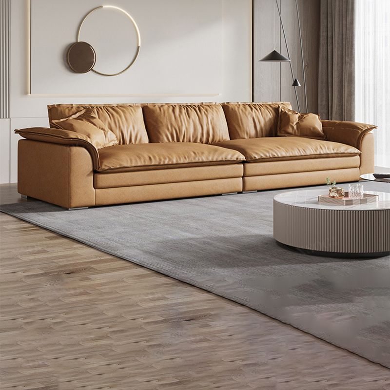 Pillow Top Arm Sofa & Chaise Faux Leather Cushions Loose Back Sofa