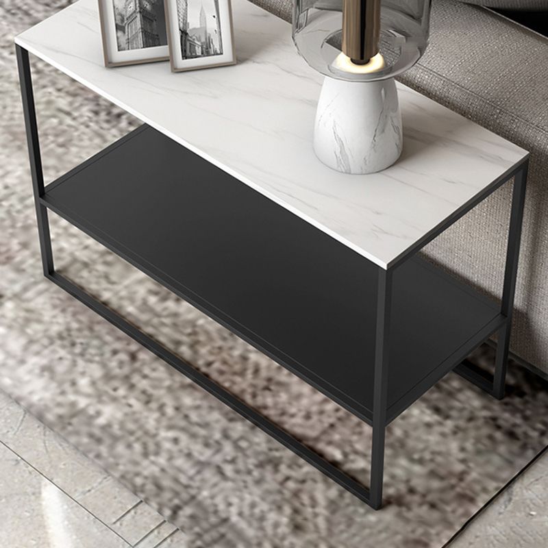 コンテンポラリースレッドエンドテーブルスレート上部長方形のサイドテーブル、21.7 "